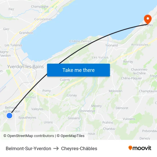 Belmont-Sur-Yverdon to Cheyres-Châbles map