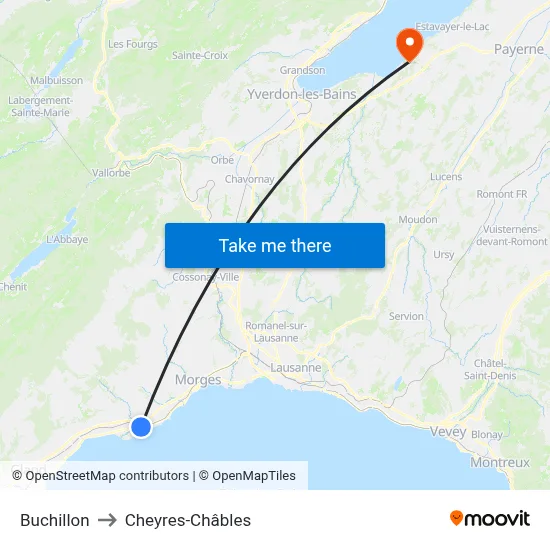 Buchillon to Cheyres-Châbles map