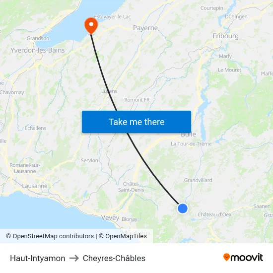 Haut-Intyamon to Cheyres-Châbles map
