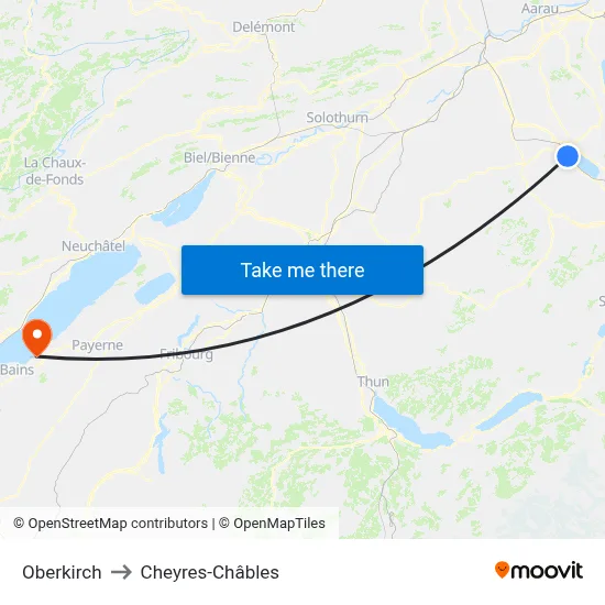 Oberkirch to Cheyres-Châbles map