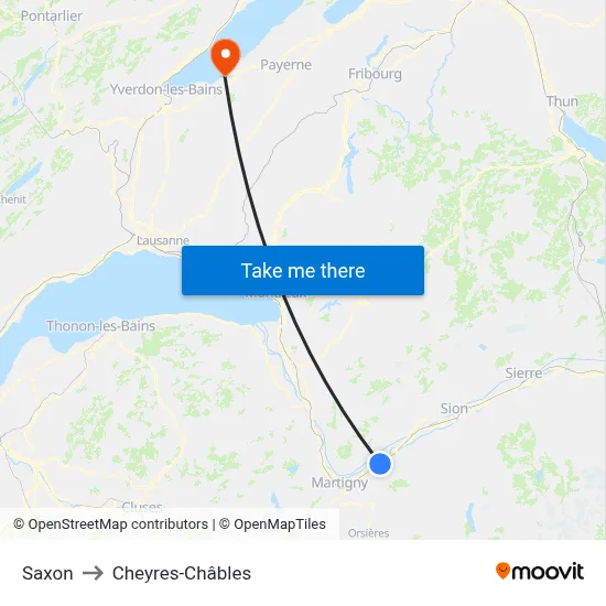 Saxon to Cheyres-Châbles map