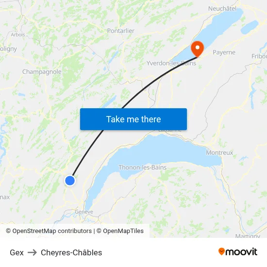 Gex to Cheyres-Châbles map