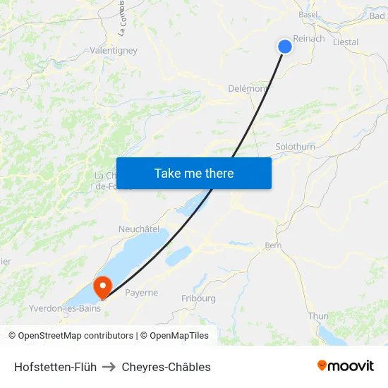 Hofstetten-Flüh to Cheyres-Châbles map