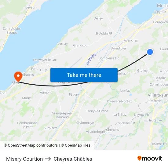 Misery-Courtion to Cheyres-Châbles map