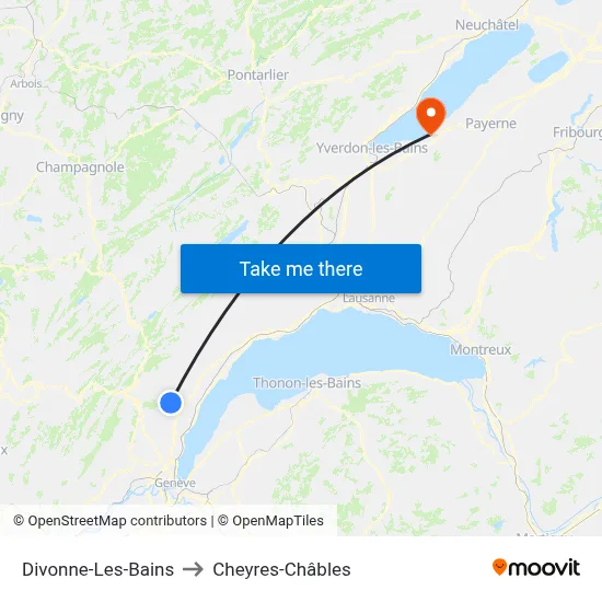 Divonne-Les-Bains to Cheyres-Châbles map
