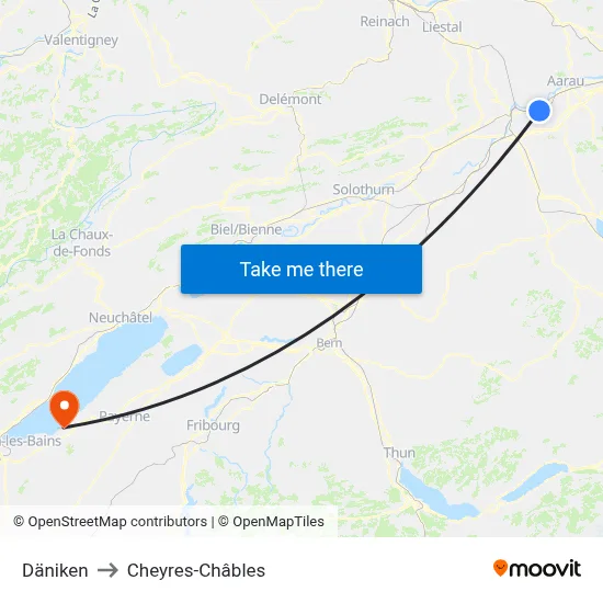 Däniken to Cheyres-Châbles map