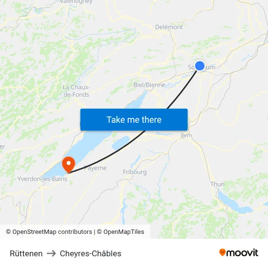 Rüttenen to Cheyres-Châbles map