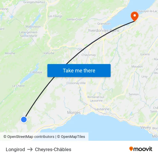 Longirod to Cheyres-Châbles map