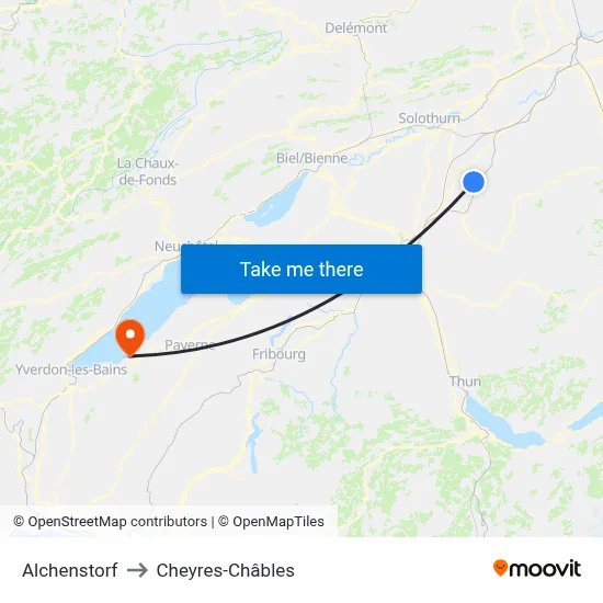 Alchenstorf to Cheyres-Châbles map