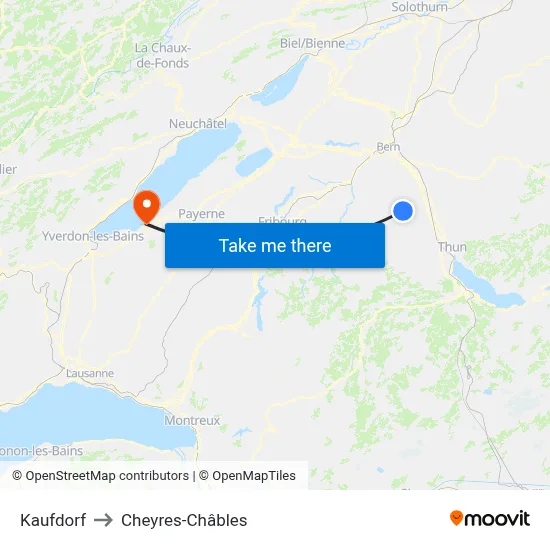 Kaufdorf to Cheyres-Châbles map