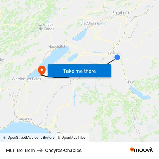 Muri Bei Bern to Cheyres-Châbles map