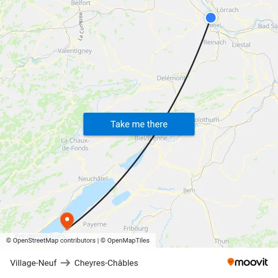 Village-Neuf to Cheyres-Châbles map