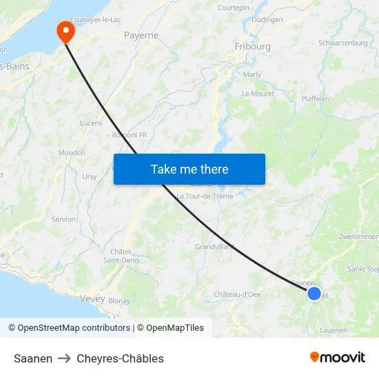 Saanen to Cheyres-Châbles map