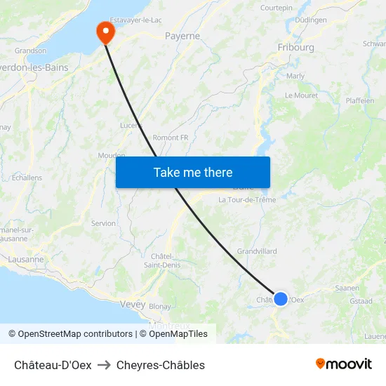 Château-D'Oex to Cheyres-Châbles map
