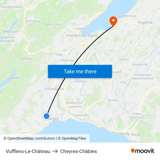 Vufflens-Le-Château to Cheyres-Châbles map