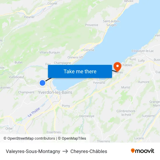 Valeyres-Sous-Montagny to Cheyres-Châbles map
