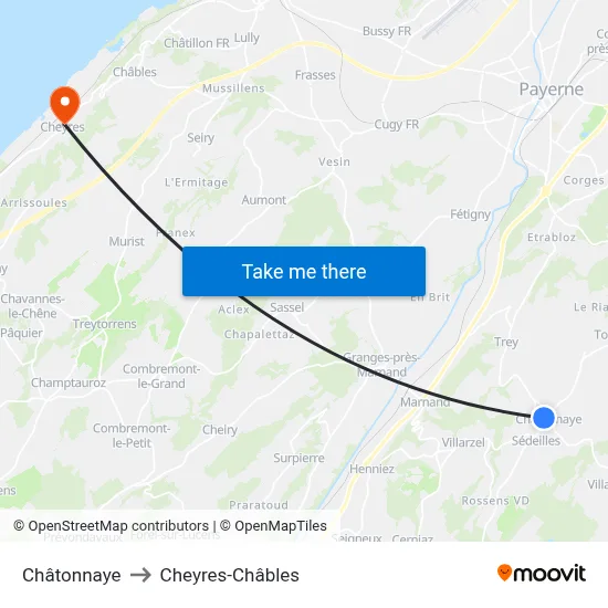 Châtonnaye to Cheyres-Châbles map