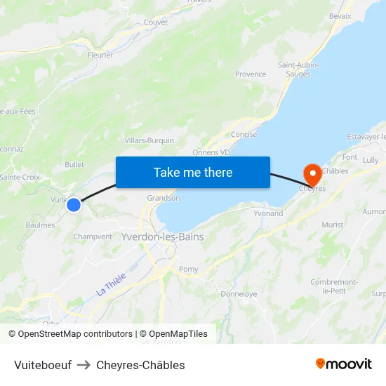 Vuiteboeuf to Cheyres-Châbles map