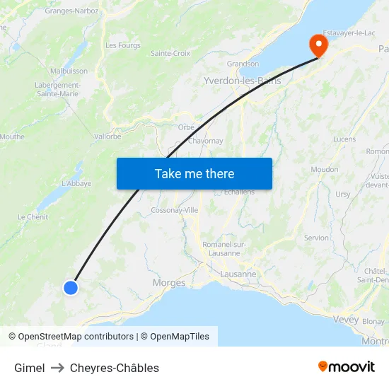 Gimel to Cheyres-Châbles map