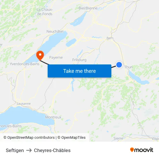 Seftigen to Cheyres-Châbles map