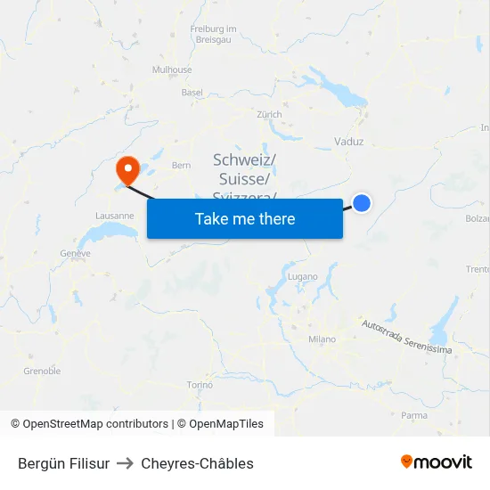 Bergün Filisur to Cheyres-Châbles map