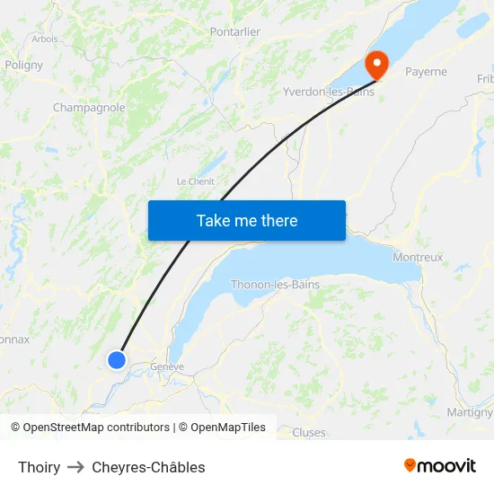 Thoiry to Cheyres-Châbles map