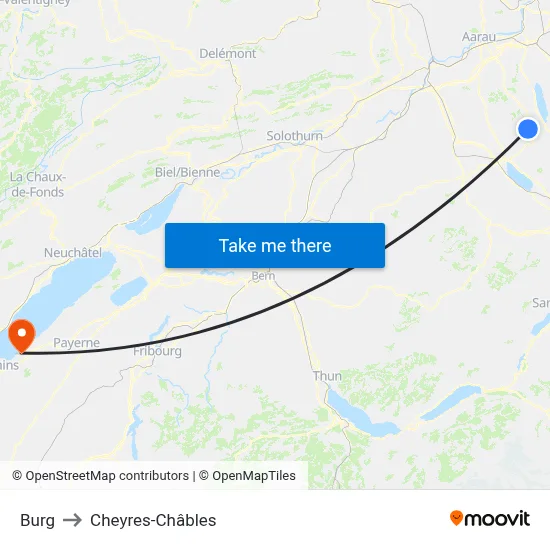 Burg to Cheyres-Châbles map