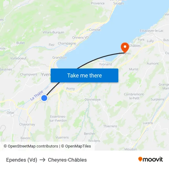 Ependes (Vd) to Cheyres-Châbles map