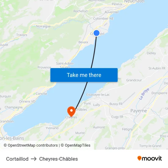 Cortaillod to Cheyres-Châbles map