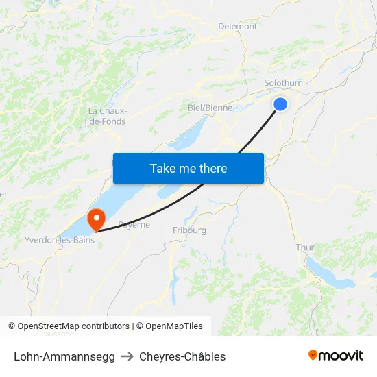 Lohn-Ammannsegg to Cheyres-Châbles map