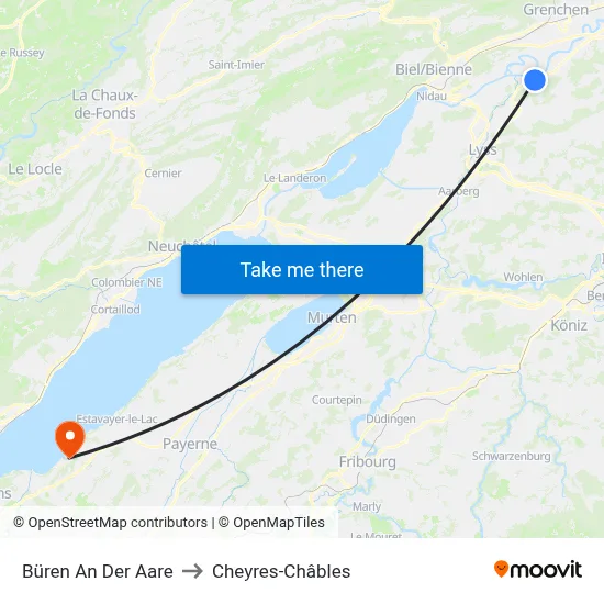Büren An Der Aare to Cheyres-Châbles map