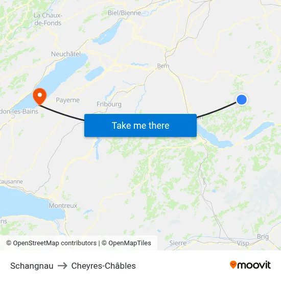 Schangnau to Cheyres-Châbles map