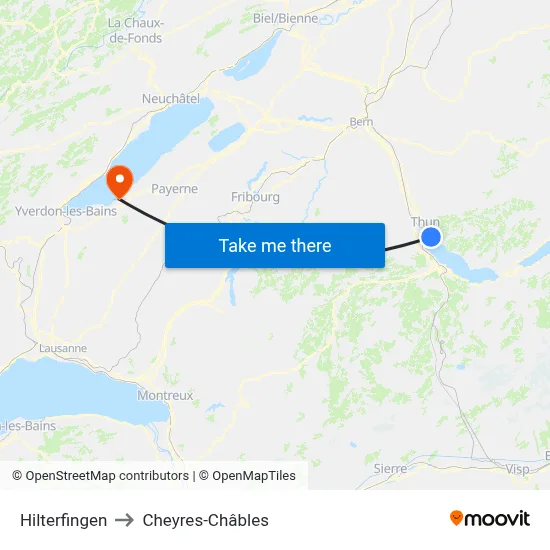 Hilterfingen to Cheyres-Châbles map