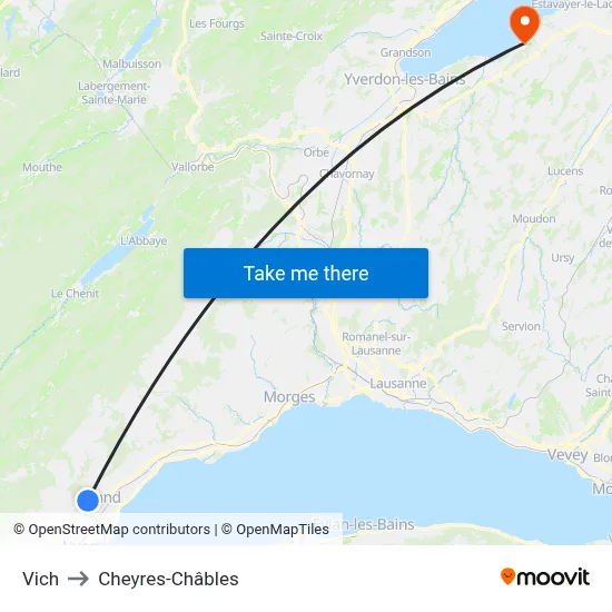Vich to Cheyres-Châbles map