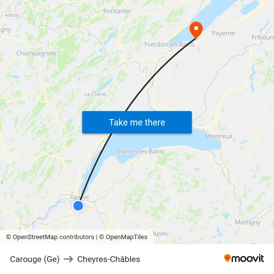 Carouge (Ge) to Cheyres-Châbles map