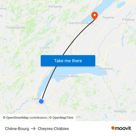 Chêne-Bourg to Cheyres-Châbles map
