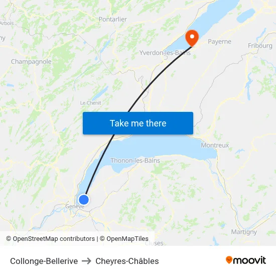 Collonge-Bellerive to Cheyres-Châbles map