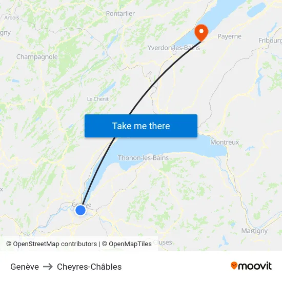 Genève to Cheyres-Châbles map