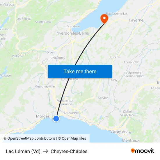 Lac Léman (Vd) to Cheyres-Châbles map