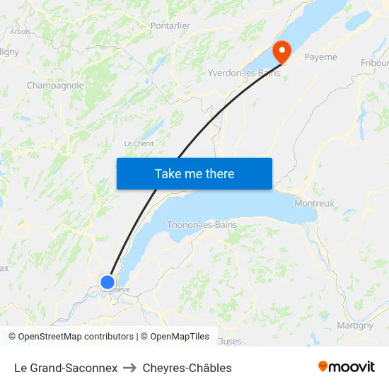 Le Grand-Saconnex to Cheyres-Châbles map