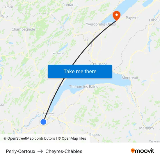 Perly-Certoux to Cheyres-Châbles map