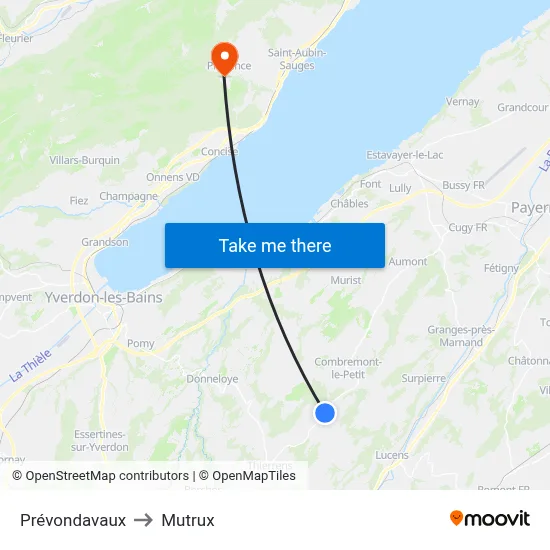 Prévondavaux to Mutrux map
