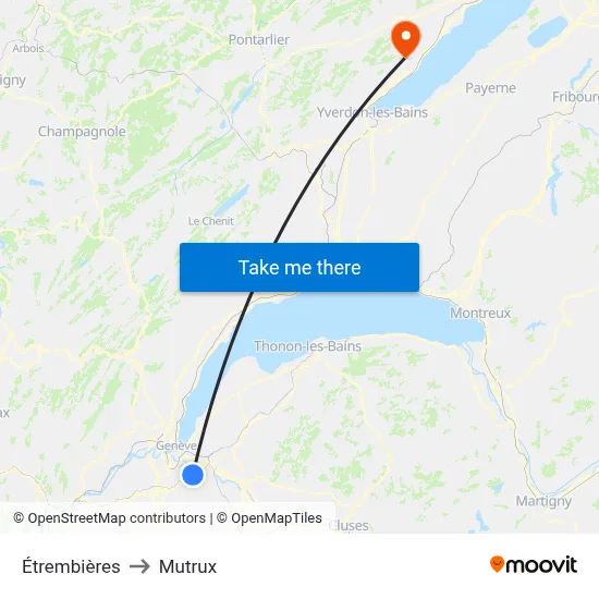 Étrembières to Mutrux map