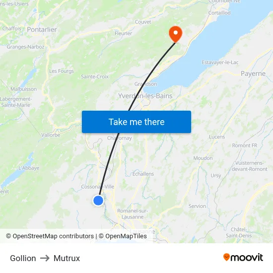 Gollion to Mutrux map
