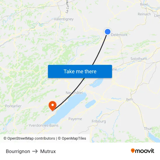 Bourrignon to Mutrux map