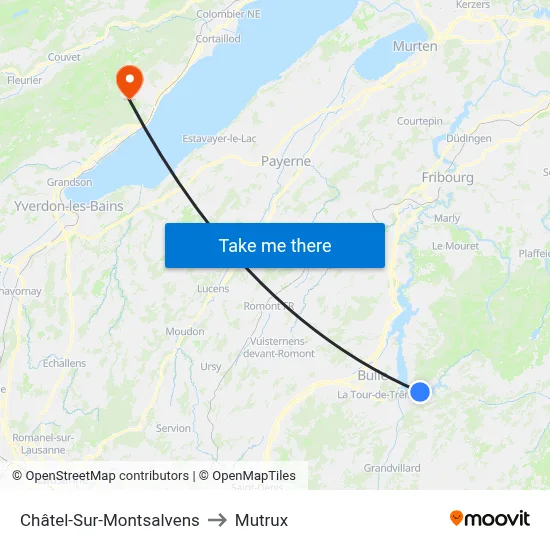 Châtel-Sur-Montsalvens to Mutrux map