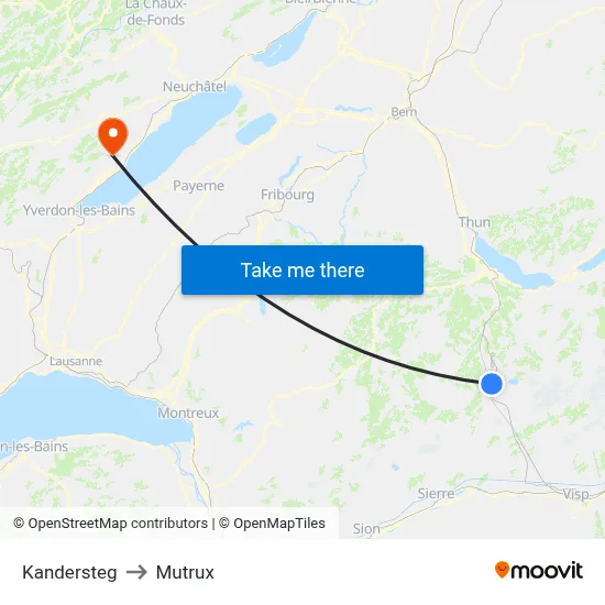 Kandersteg to Mutrux map