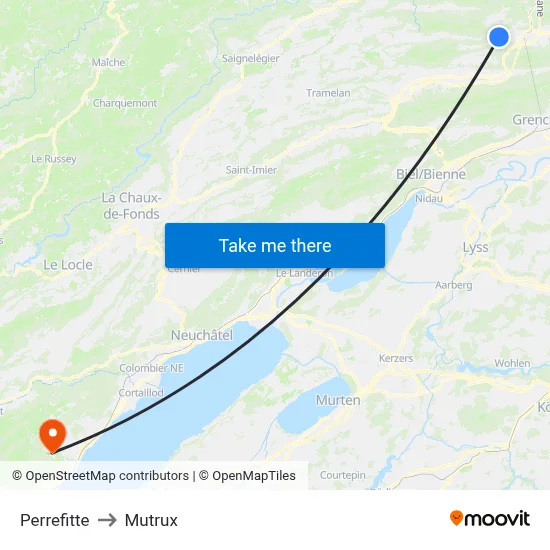 Perrefitte to Mutrux map