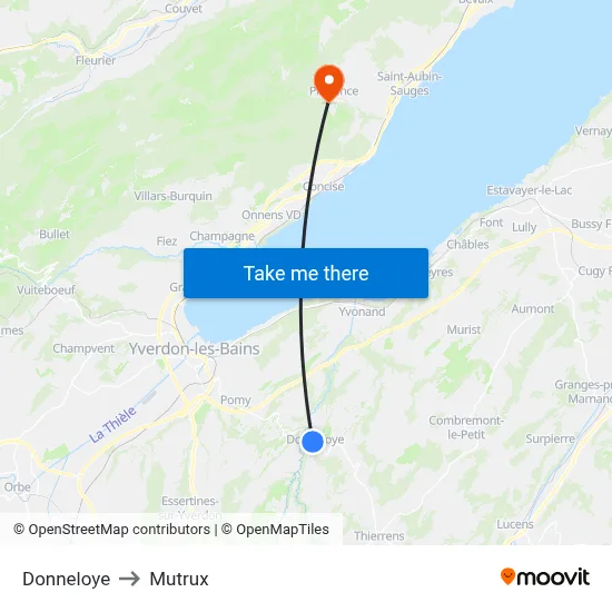Donneloye to Mutrux map