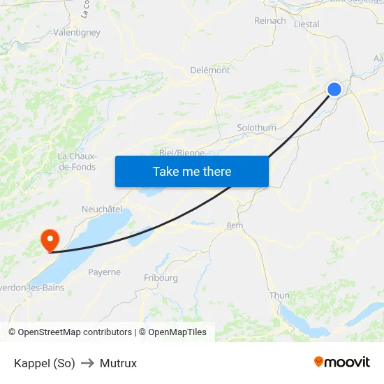 Kappel (So) to Mutrux map